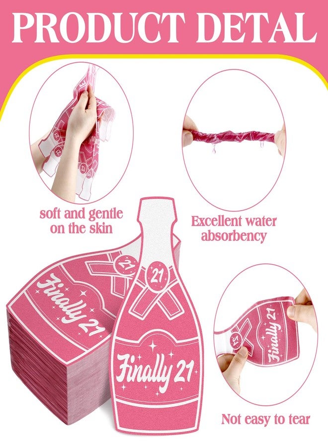Trandraft 100 Pack 21st Birthday Napkins Finally 21 Legal Drinking Hot Pink Disposable Paper Beverage Cocktail Napkins 21st Birthday Decorations for Her, 2 Ply, 6.5 x 3.5 Inch - Image 3